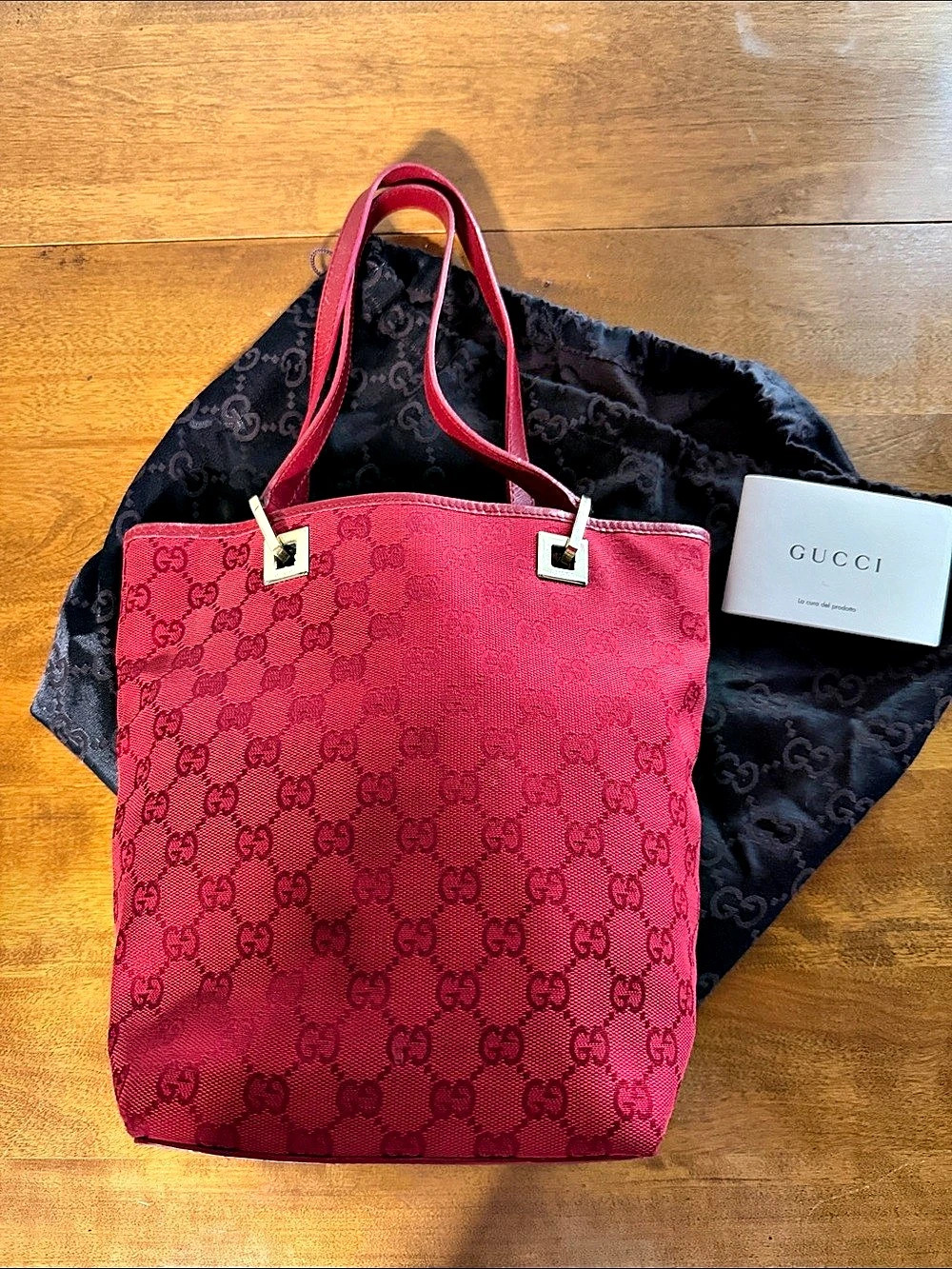 Gucci red GG Canvas Tote Bag